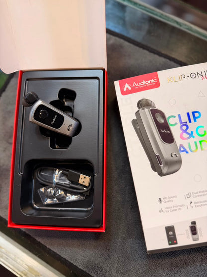 Audionic Business KLIP-ON 7 Bluetooth Headset – Dual Device Connectivity & HD Sound