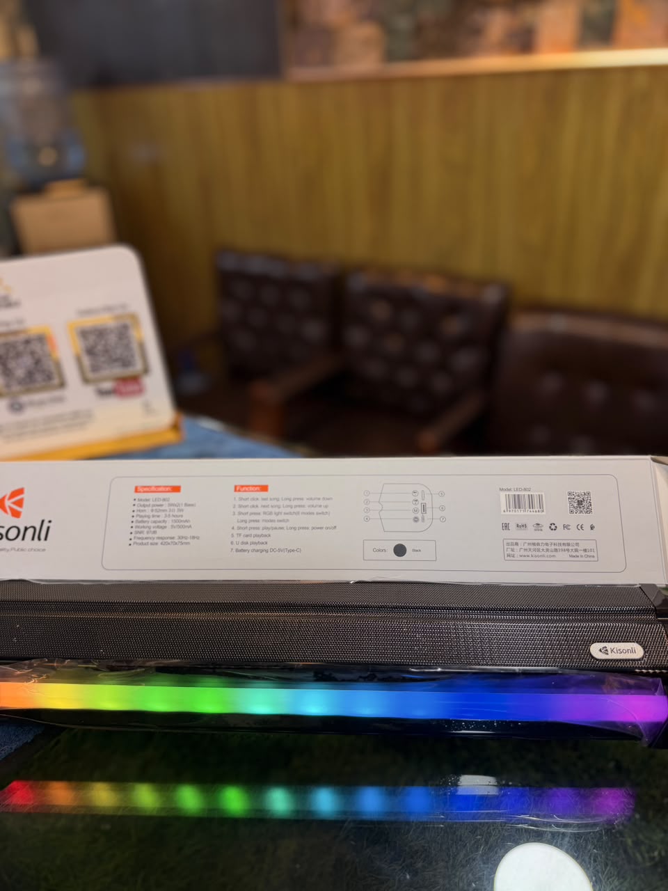 Kisonli LED-802 Bluetooth 5.3 Soundbar Speaker with RGB LED Lights
