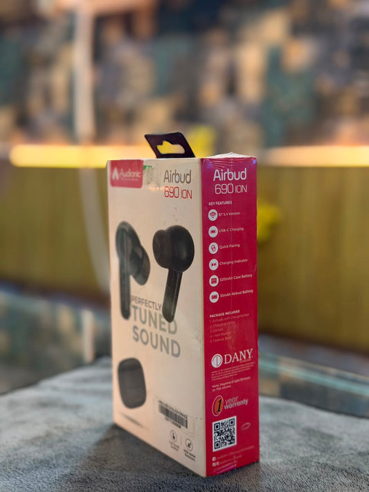 Audionic Airbud 690 ION Wireless Earbuds – Bluetooth 5.4, Quad Mic ENC & Gaming Mode