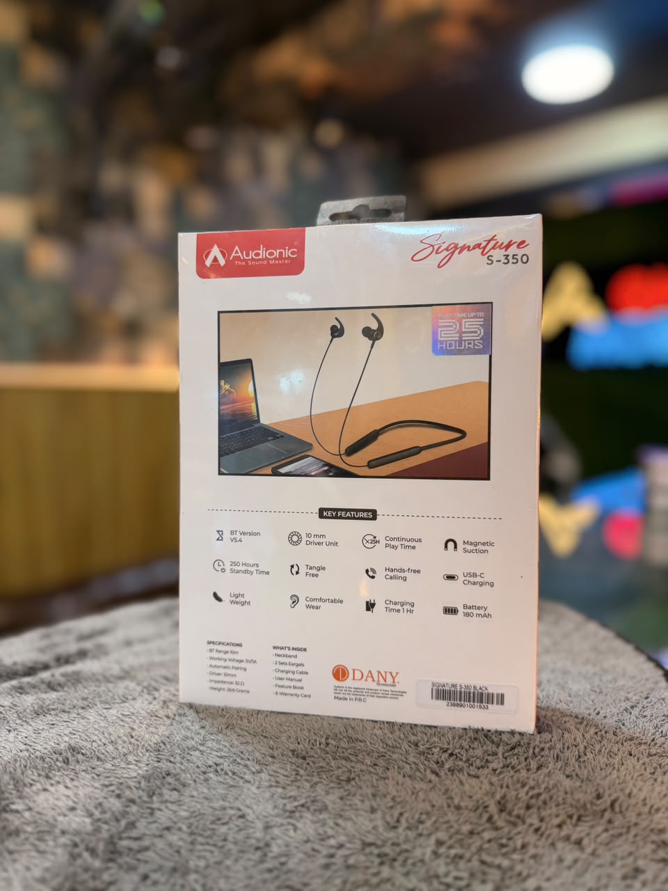 Audionic Signature S-350 Bluetooth Neckband – 25H Playtime, ENC & Fast Charging